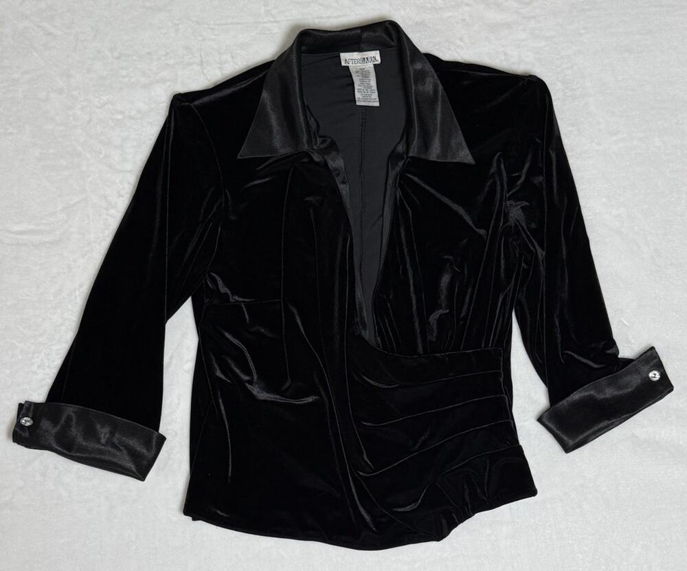 After Dark 18W Black Velvet Top Y2K Romantic Goth Draped Evening Holiday